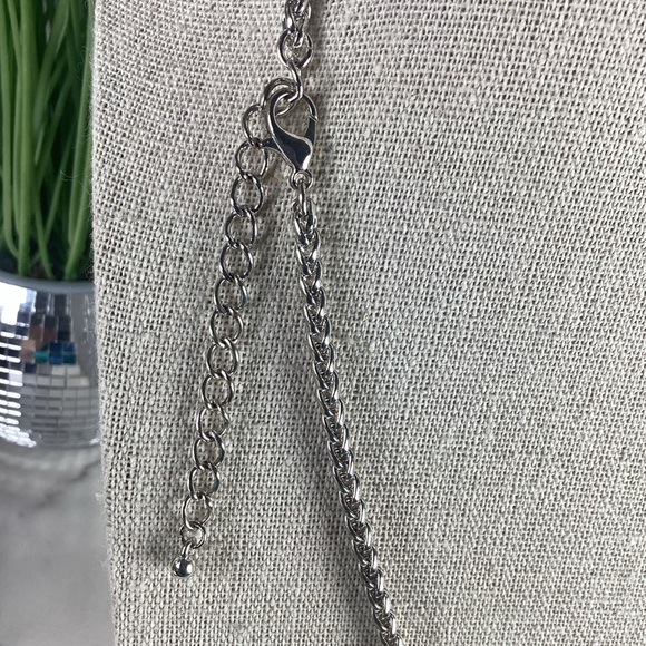 Vintage Romantic Silver Heart‎ rhinestones Necklace Chain - Picture 11 of 12